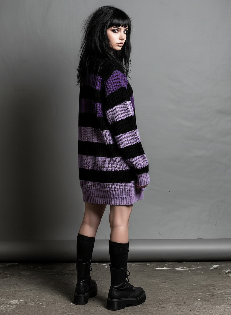 Rogue Stripes Distressed Sweater Dress