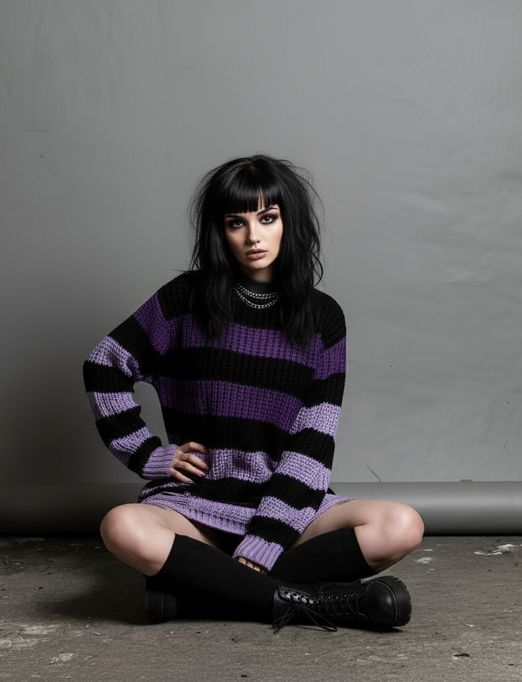 Rogue Stripes Distressed Sweater Dress