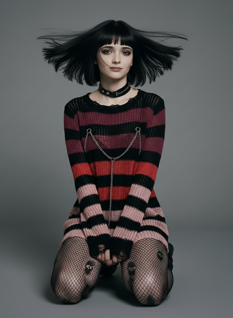 Rogue Stripes Distressed Sweater Dress