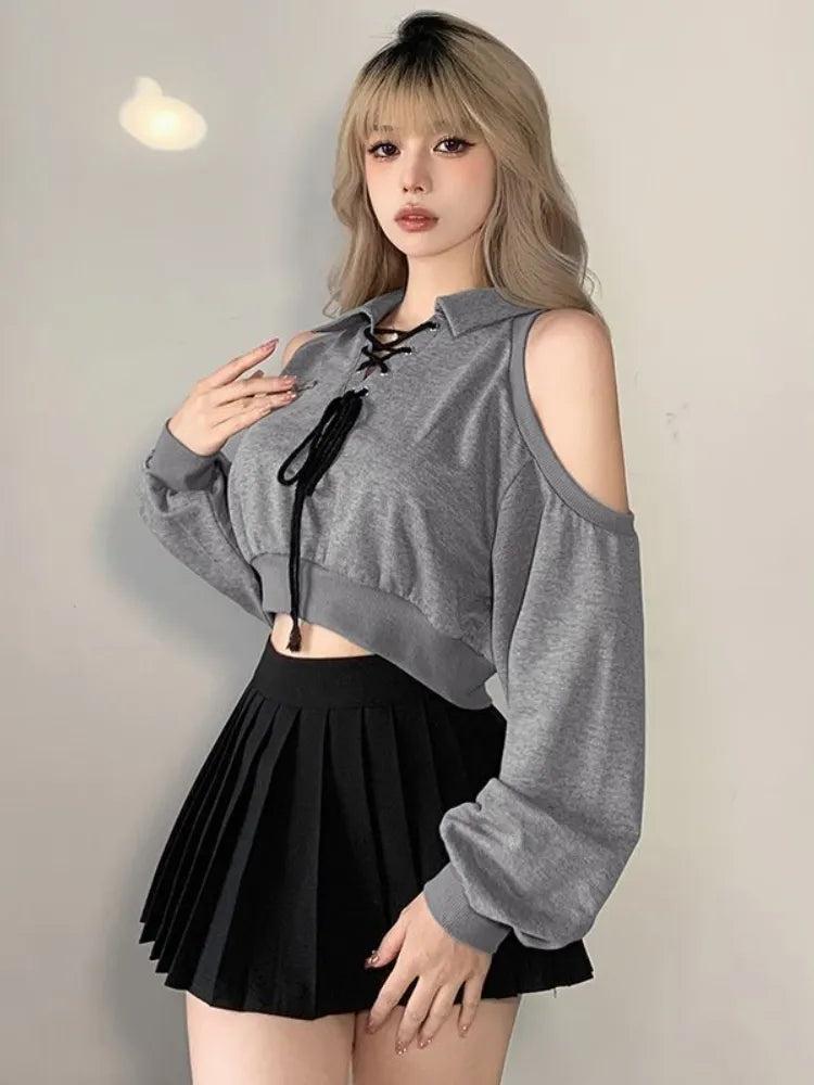 Mystic Glimpse Shoulder Cut Crop Top