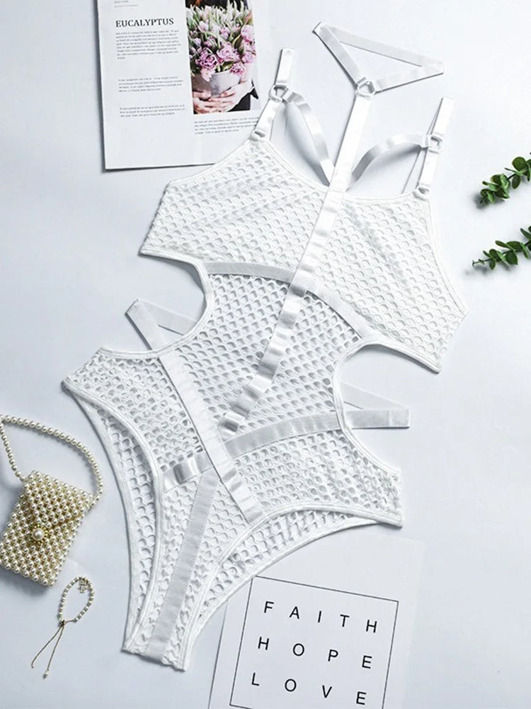 Nightshade Matrix Bodysuit - AltGoth Gothic Sexy Fishnet Jumpsuit Women Harajuku Streetwear Mall Goth See Through Bodysuit Nightclub Hollow Out Emo Rompers