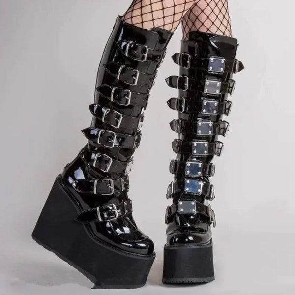 Nightfall Dominion Buckle Platform Boots