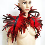 Victorian Feather Elegance Shawl - gothic grunge Cosplay Women Feather Shoulder Wrap