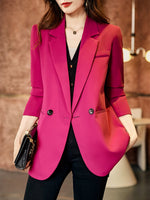 Classic Casual Women's Blazer - Office Wear Stylish Jackets Straight Fit Blazers Black, Pink, Coffee