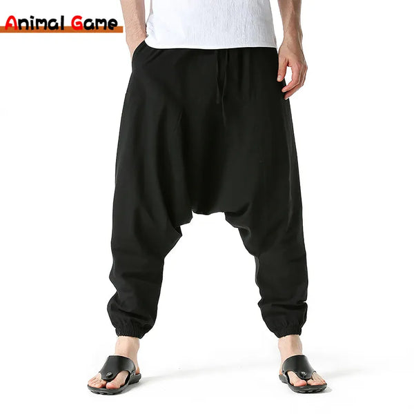 Cyber Nomad Harem Trousers - Hiphop Harem Pants Baggy Casual Yoga Loose Drop Crotch Trouser cyberpunk avant garde