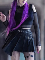 Shadow Siren Enchanted Mesh Illusion Top - AltGoth Gothic Mesh T-shirt Vintage Streetwear Punk Aesthetic Lace Up Patchwork Tee Tops Y2k Open Shoulder Emo Alt Clothes