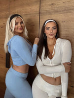 Vibrance Y2K Athleisure Hoodie & Flare Pants Set - Two-Piece Zipper Sweater Low Waist Flare Pants Lounge Wear