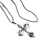 InfernoCross Titanium Steel Pendant Necklace - Cyberpunk Alternative Grunge Futuristic  Gothic Jewelry