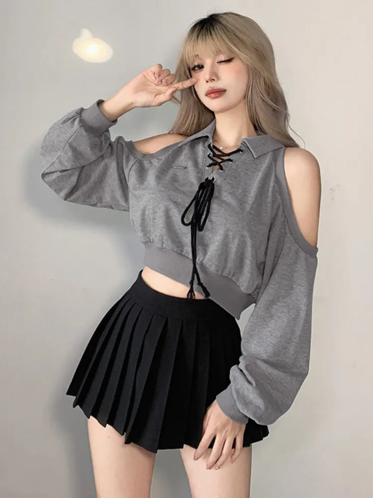 Mystic Glimpse Shoulder Cut Crop Top