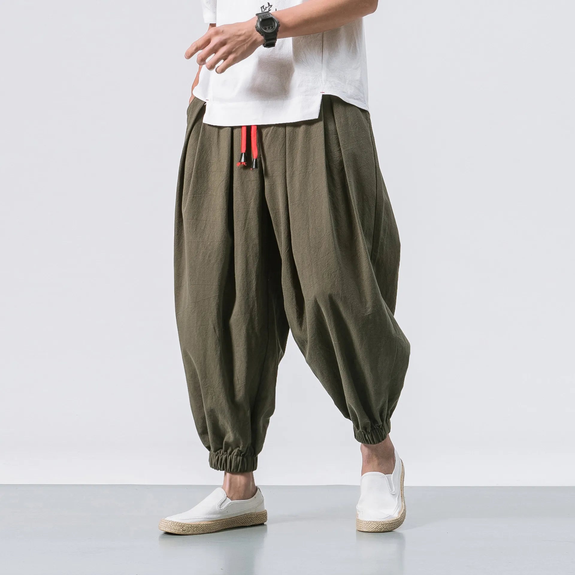 Urban Drifter Tech Harem Pants- Oversize Loose Harem Pants  Linen Sweatpants High
