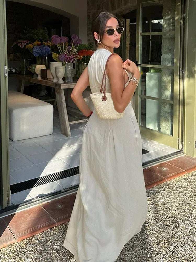 Sage Luxe Structured Maxi Dress