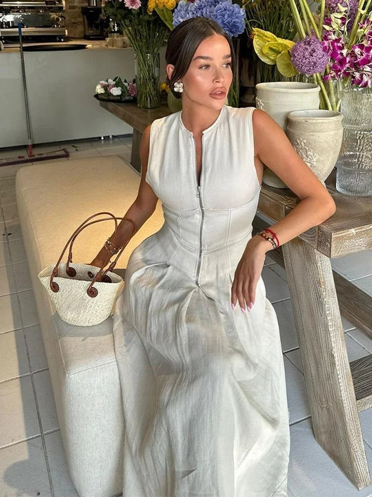 Sage Luxe Structured Maxi Dress