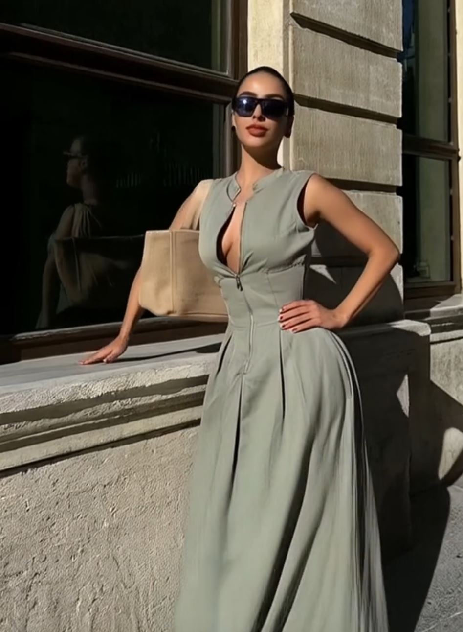 Sage Luxe Structured Maxi Dress