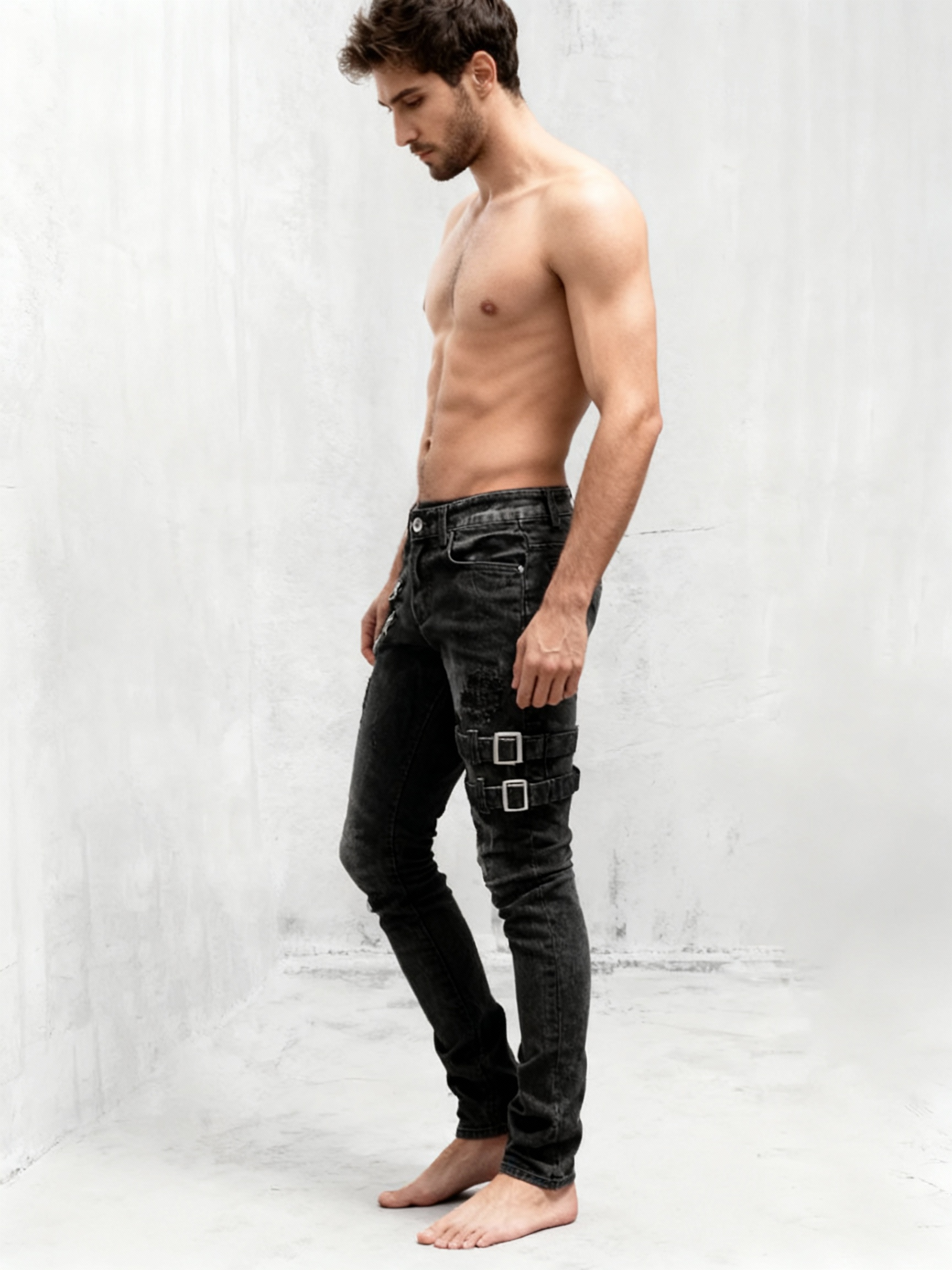 Obsidian Strapped Distressed Jeans