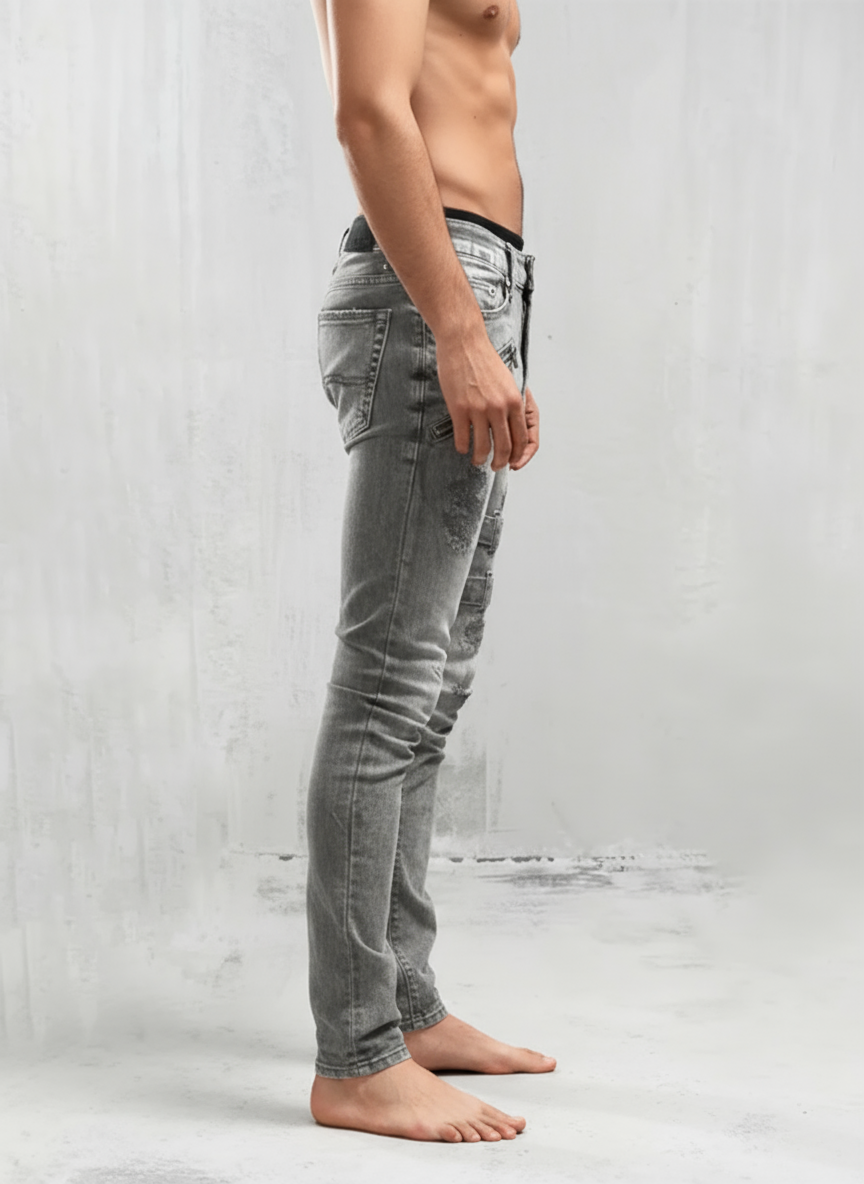 Obsidian Strapped Distressed Jeans