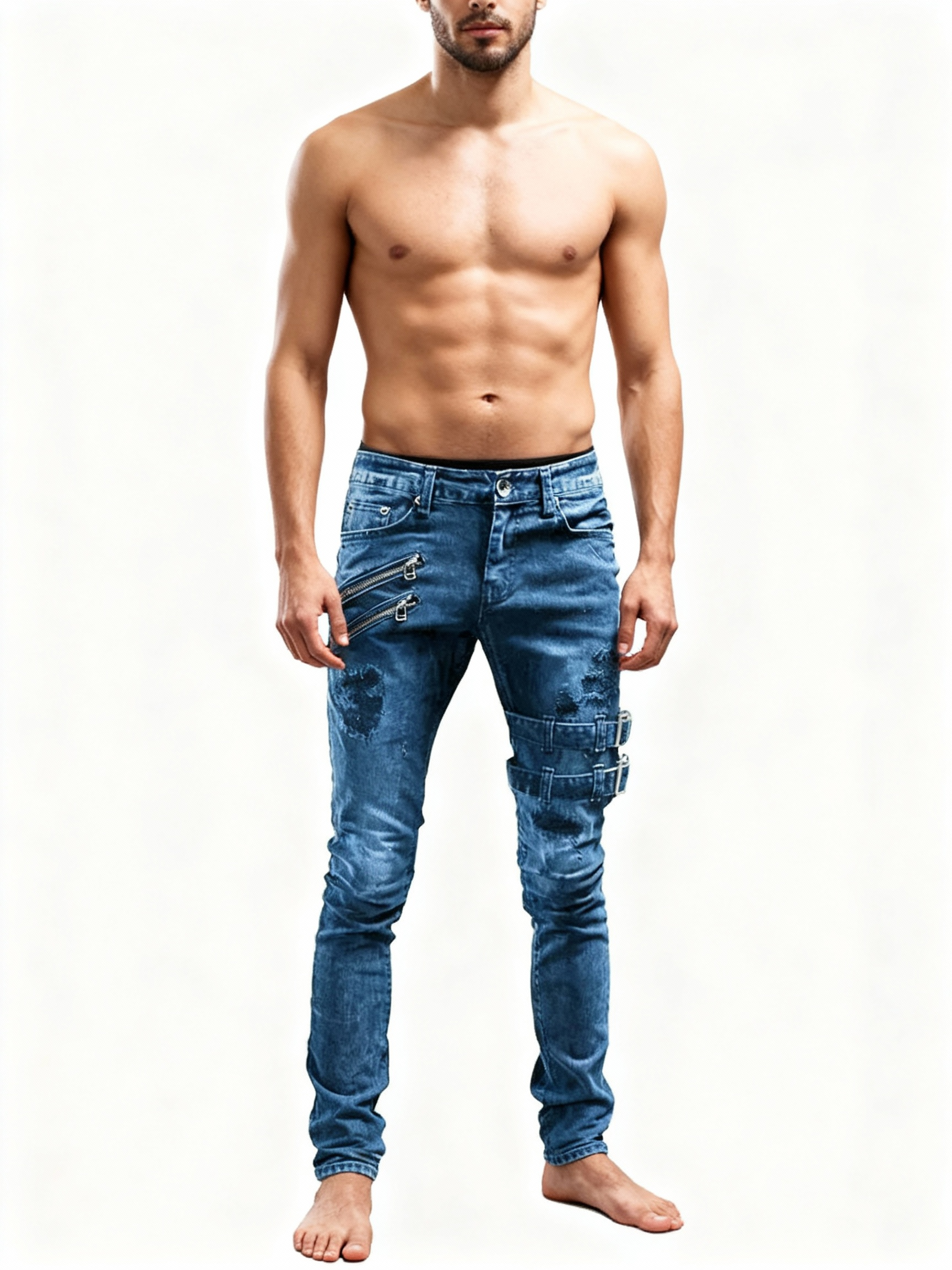Obsidian Strapped Distressed Jeans