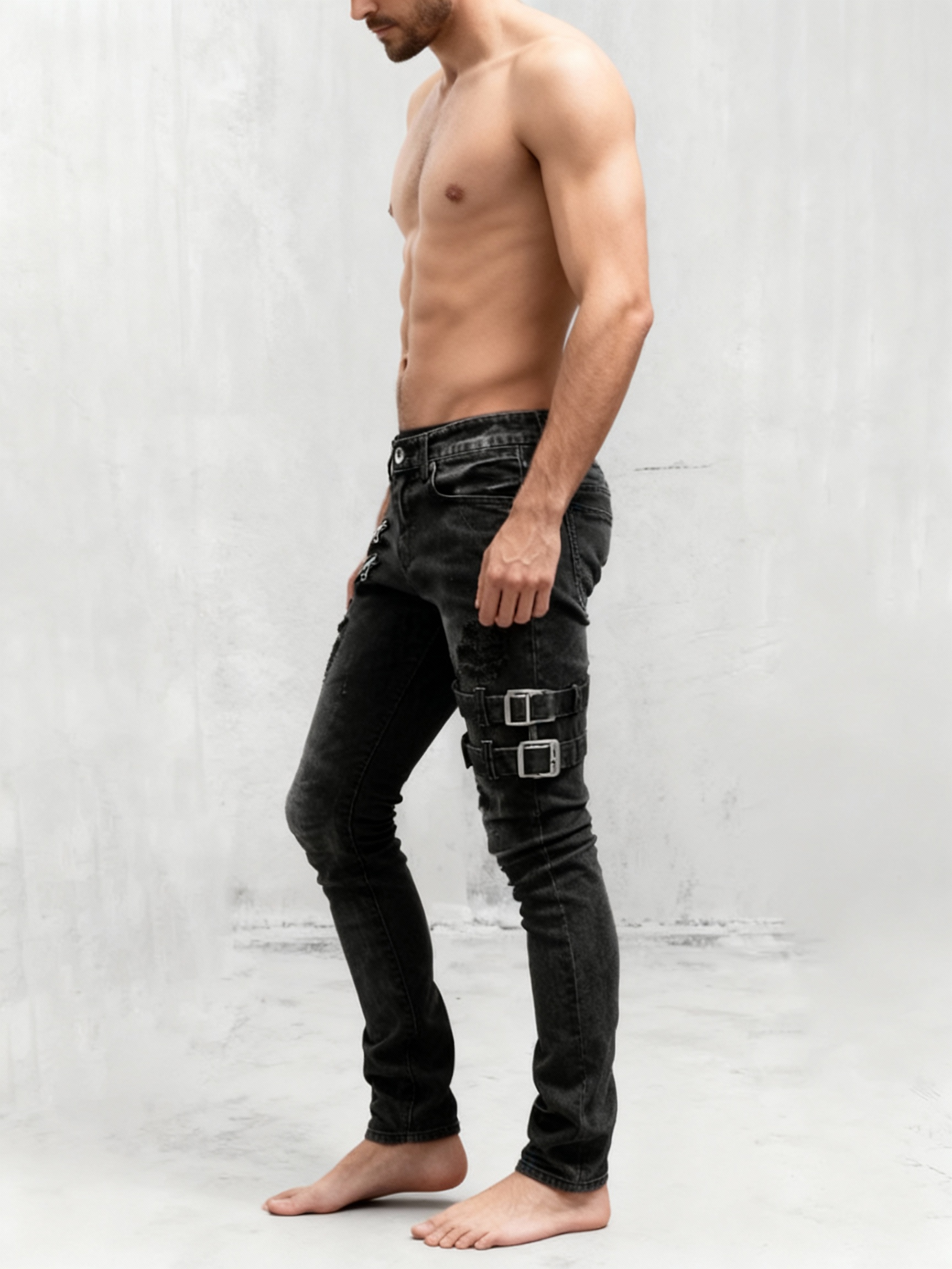 Obsidian Strapped Distressed Jeans