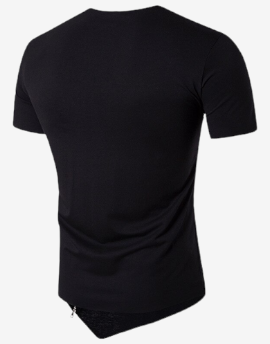 Cyberpunk Asymetric Tee - Punk Style Patchwork Design Futuristic Casual Wear Unique Men's Shirts Dystopian Style Apparel