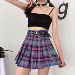 Harajuku Purple Paid Skirt - Gothic Plaid Skirt Women Y2k Cyber goth Cyberpunk Dark Academia Cyber Fashion Edgy Alt Dark Academia Harajuku