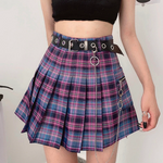Harajuku Purple Paid Skirt - Gothic Plaid Skirt Women Y2k Cyber goth Cyberpunk Dark Academia Cyber Fashion Edgy Alt Dark Academia Harajuku