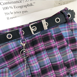 Harajuku Purple Paid Skirt - Gothic Plaid Skirt Women Y2k Cyber goth Cyberpunk Dark Academia Cyber Fashion Edgy Alt Dark Academia Harajuku