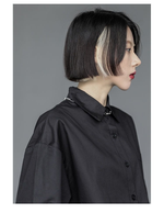 Oversized Asymmetrical Shirt - Harajuku Dark Academia
