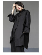 Oversized Asymmetrical Shirt - Harajuku Dark Academia