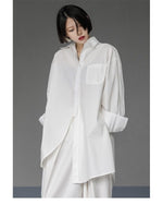 Oversized Asymmetrical Shirt - Harajuku Dark Academia