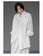Oversized Asymmetrical Shirt - Harajuku Dark Academia