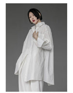 Oversized Asymmetrical Shirt - Harajuku Dark Academia