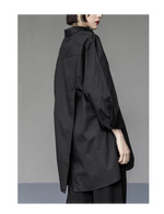 Oversized Asymmetrical Shirt - Harajuku Dark Academia