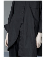 Oversized Asymmetrical Shirt - Harajuku Dark Academia