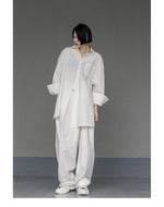 Oversized Asymmetrical Shirt - Harajuku Dark Academia