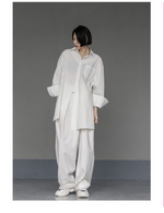 Oversized Asymmetrical Shirt - Harajuku Dark Academia