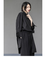 Oversized Asymmetrical Shirt - Harajuku Dark Academia