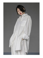 Oversized Asymmetrical Shirt - Harajuku Dark Academia