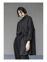 Oversized Asymmetrical Shirt - Harajuku Dark Academia