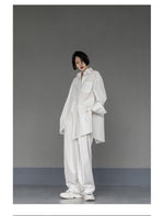 Oversized Asymmetrical Shirt - Harajuku Dark Academia