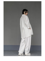 Oversized Asymmetrical Shirt - Harajuku Dark Academia