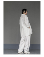 Oversized Asymmetrical Shirt - Harajuku Dark Academia