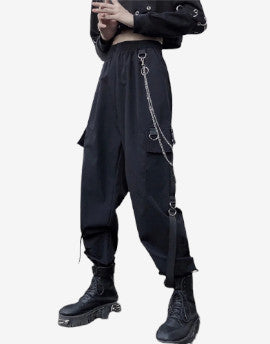High Waisted Gothic Cargo Pants - Gothic Cargo Pants Women Techwear Y2k Cyber goth Cyberpunk Dark Academia Cyber Fashion Edgy Alt Dark Academia