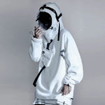 Urban Frost Techwear Hoodie - Harajuku Hoodies Ribbon Design Pullover Streetwear Hoodies Sweatshirts Cowl Hoodie Urban Aesthetic