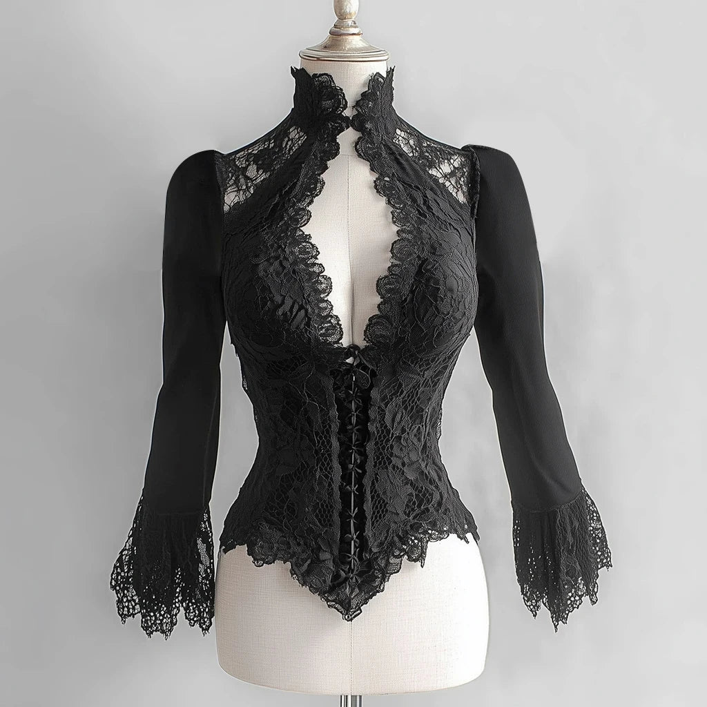 Ravenna Lace-Up Gothic Blouse