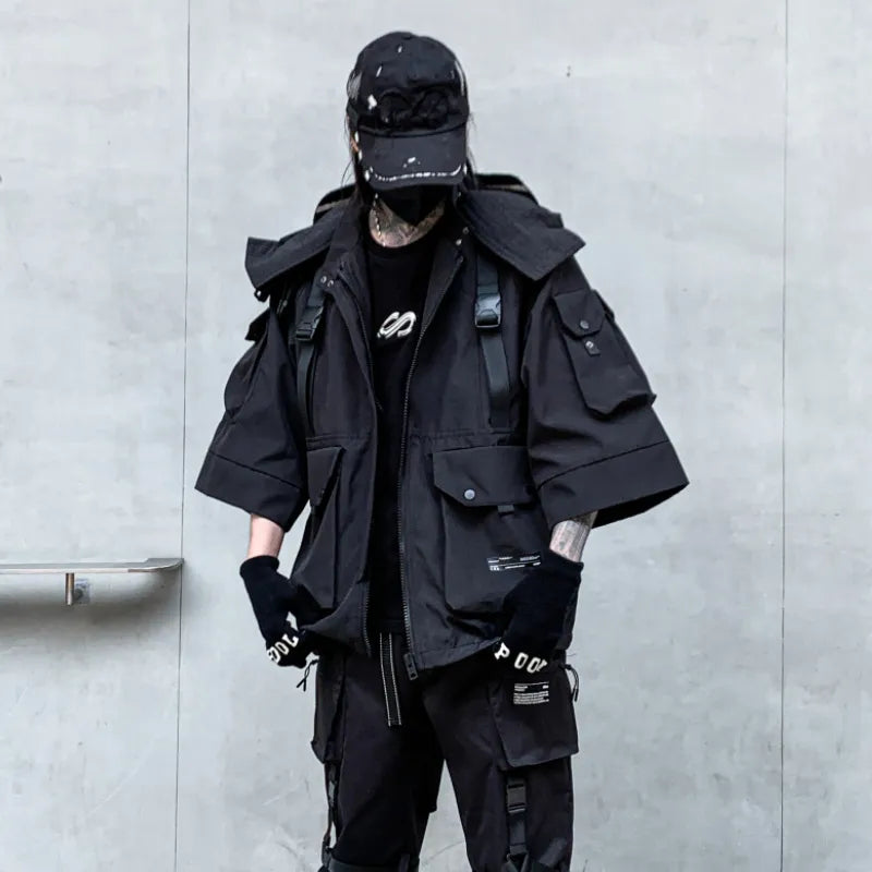 Stealth Urban Operative Jacket - Techwear Cargo Men Harajuku  Tactical Hooded Coats Streetwear Multi-Pocket All-weather