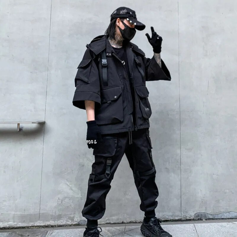 Stealth Urban Operative Jacket - Techwear Cargo Men Harajuku  Tactical Hooded Coats Streetwear Multi-Pocket All-weather