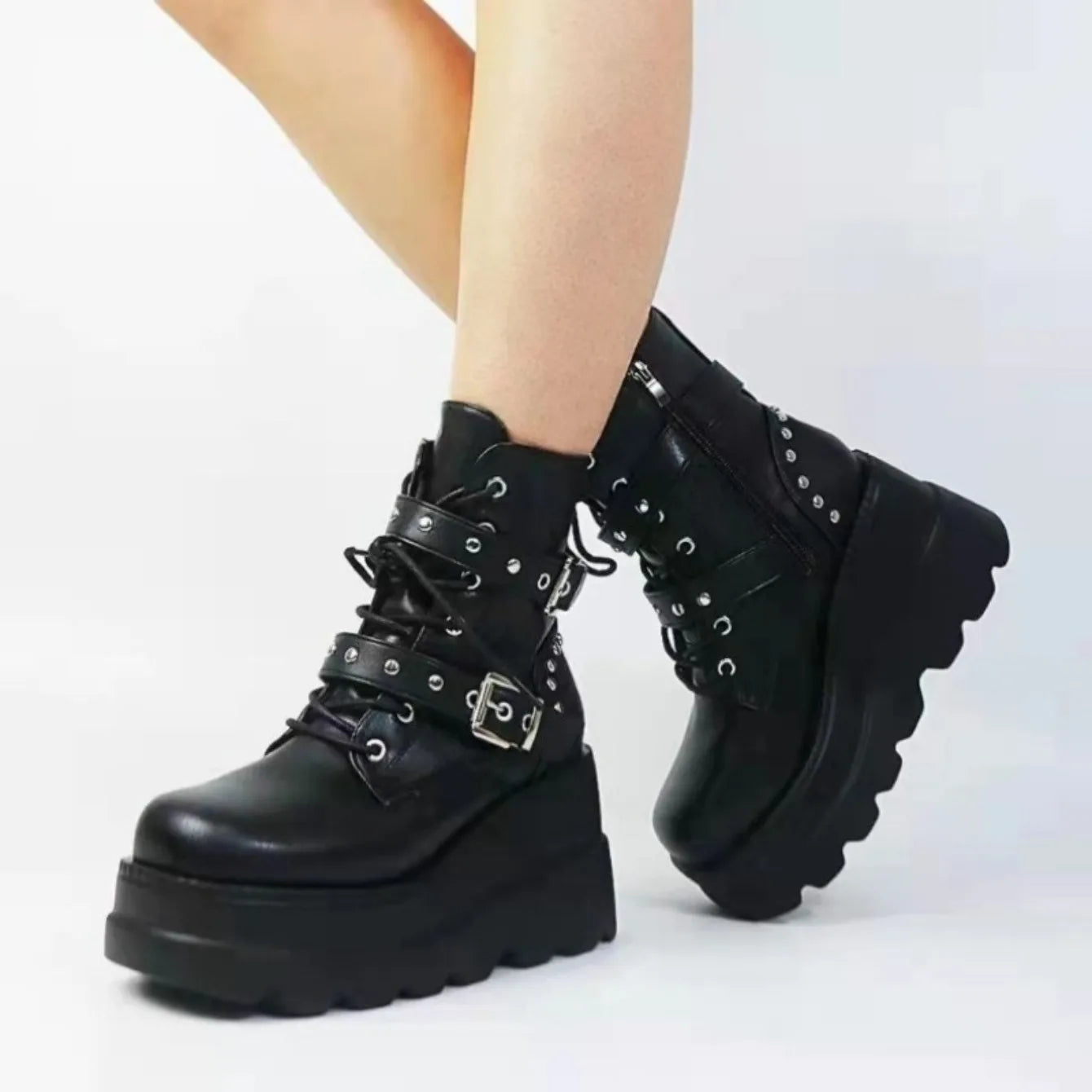 Rebel Riot Buckle Platform Boots