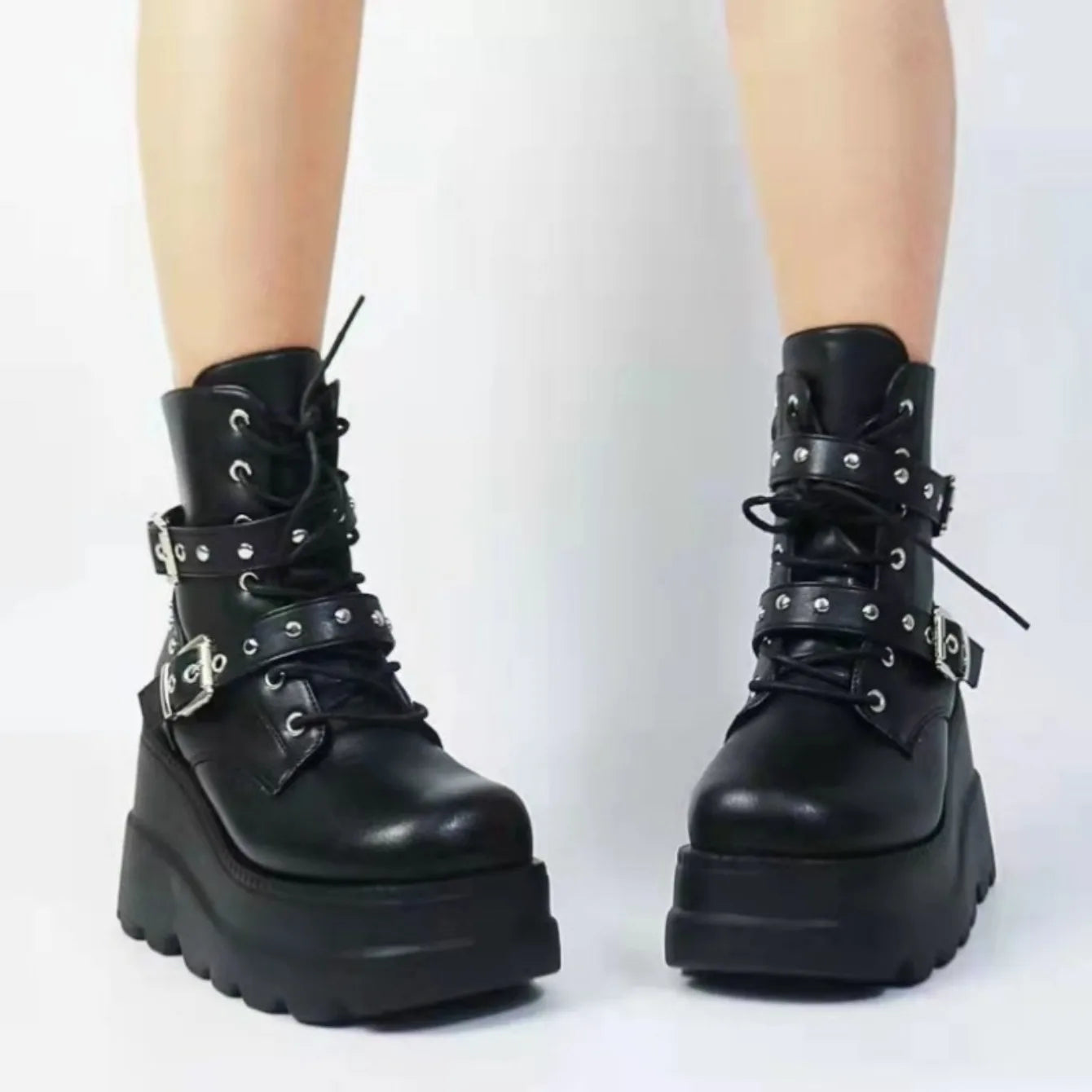 Rebel Riot Buckle Platform Boots
