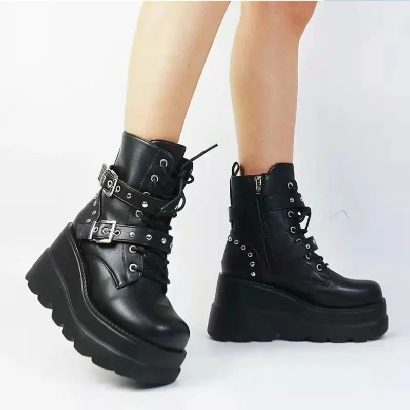 Rebel Riot Buckle Platform Boots