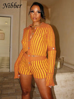 Urban Mirage Ribbed Ensemble - Knit Two Piece Set  Single Breasted Streetwear Y2K Buttoned Outfit Modern Day Elegance