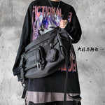 Raven Noir Techwear Satchel - Shoulder Gothic Black Crossbody Messenger Tote Bags For Men Women Hip Hop Techwear Satchel Waist Goth Postman